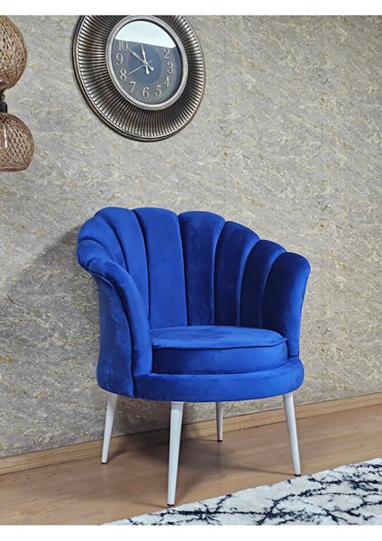 Tekli Istiridye Beyaz Boyalı Sivriltme Ayak Çay Seti Koltuk Tekli Berjer , Balkon, Salon, Ofis Mavi Renk 47 x 47 Boyut/ebat modelleri