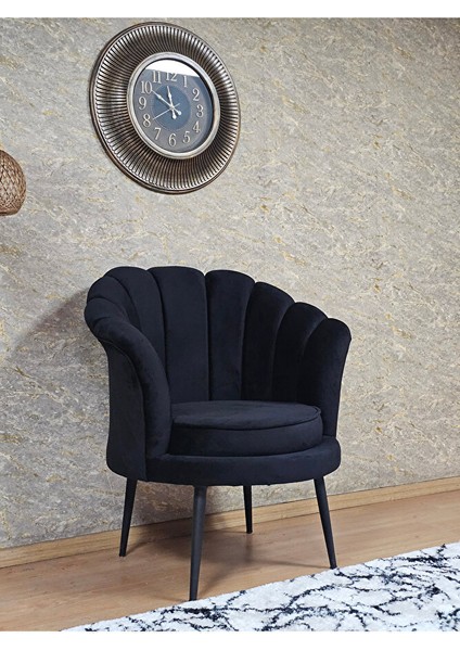 Tekli Istiridye Siyah Boyalı Sivriltme Ayak Çay Seti Koltuk Tekli Berjer , Balkon, Salon, Ofis Siyah Renk 47 x 47 Boyut/ebat modelleri