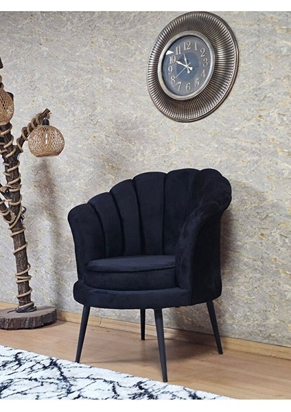 Tekli Istiridye Siyah Boyalı Sivriltme Ayak Çay Seti Koltuk Tekli Berjer , Balkon, Salon, Ofis Siyah Renk 47 x 47 Boyut/ebat fırsatları