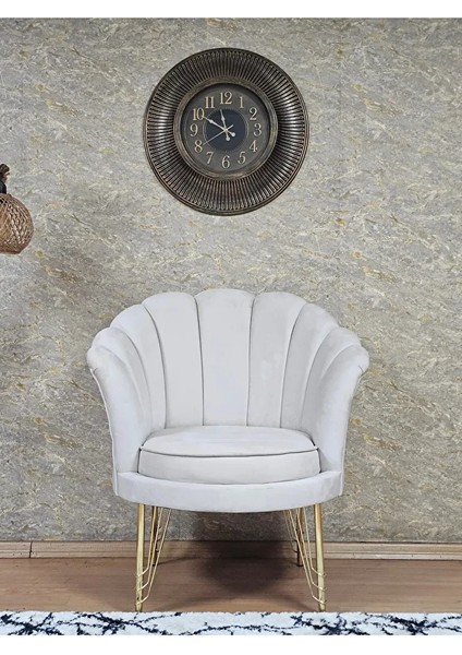 Tekli Istiridye Gold Kaplama Telli Ayak Çay Seti Koltuk Tekli Berjer , Balkon, Salon, Ofis Krem Renk 47 x 47 Boyut/ebat fiyatları