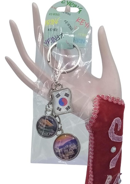 Güney Kore Üçlü Epoksi Metal Çift Taraflı Damla Anahtarlık South Korea fiyatları