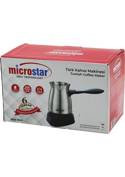 Çelik Elektrikli Cezve Türk Kahve Makinesi - 6 Fincan Tak-Çıkar Kulp 400ML MSR-7600 (3791) fiyatları