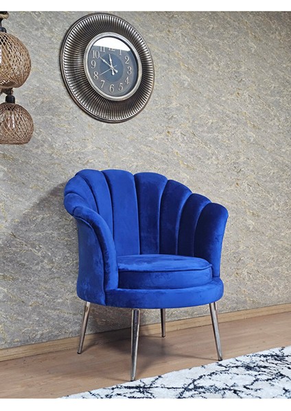 Tekli Istiridye Krom Kaplama Sivriltme Ayak Çay Seti Koltuk Tekli Berjer , Balkon, Salon, Ofis Mavi Renk 47 x 47 Boyut/ebat modelleri