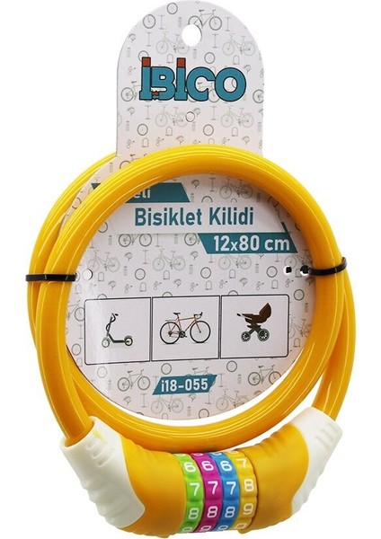 Şifreli Kalın Bisiklet Kilit Çelik Tel Turuncu Renkli Kılıf 12MMX80CM (3791)