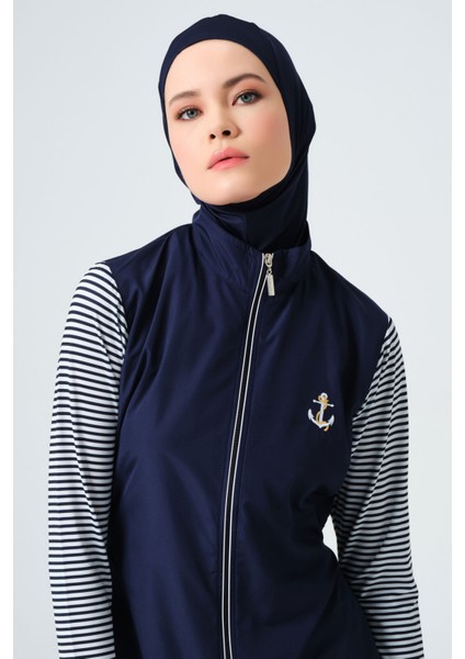 Marin Uzun Kollu Lacivert Kadın Tam Kapalı Tesettür Mayo 23438-25 modelleri