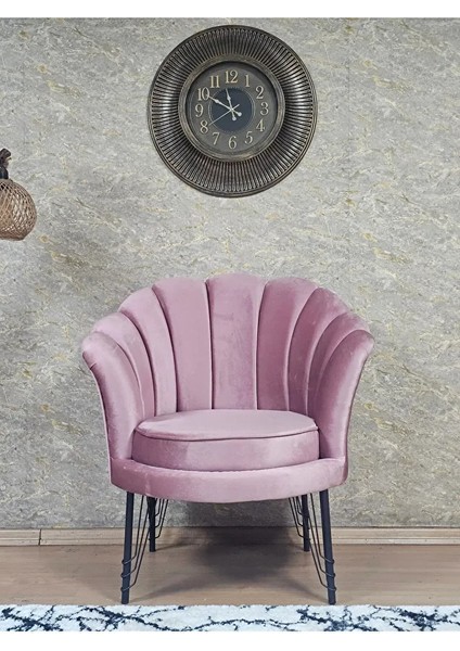 Tekli Istiridye Siyah Boyalı Telli Ayak Çay Seti Koltuk Tekli Berjer , Balkon, Salon, Ofis Pembe Renk 47 x 47 Boyut/ebat fiyatları