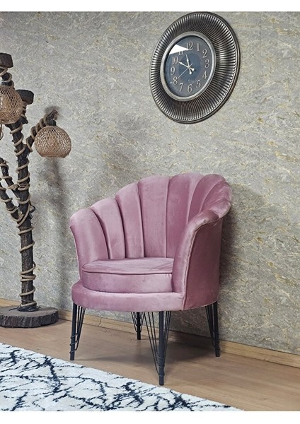 Tekli Istiridye Siyah Boyalı Telli Ayak Çay Seti Koltuk Tekli Berjer , Balkon, Salon, Ofis Pembe Renk 47 x 47 Boyut/ebat fırsatları