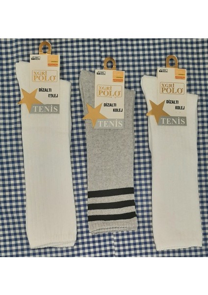Kız Çocuk Dizaltı Kolej Çorap 3'lü Paket Renk (Beyaz - Gri) 35-41