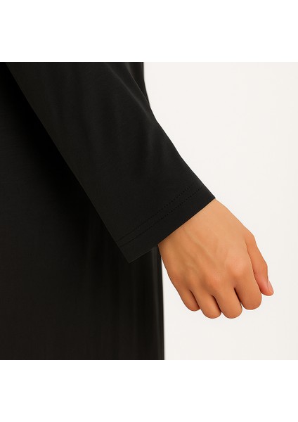 Kendinden Örtülü Fermuarlı Namaz Elbisesi – Siyah modelleri