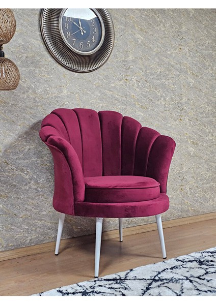 Tekli Istiridye Beyaz Boyalı Sivriltme Ayak Çay Seti Koltuk Tekli Berjer , Balkon, Salon, Ofis Bordo Renk 47 x 47 Boyut/ebat modelleri