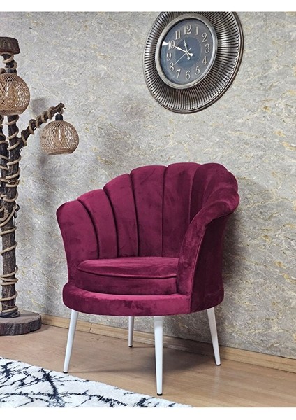 Tekli Istiridye Beyaz Boyalı Sivriltme Ayak Çay Seti Koltuk Tekli Berjer , Balkon, Salon, Ofis Bordo Renk 47 x 47 Boyut/ebat fırsatları