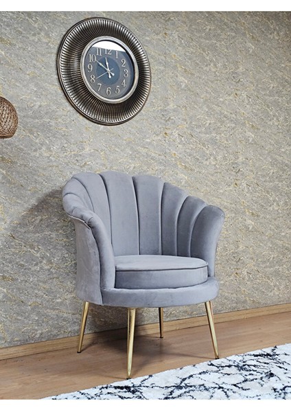 Tekli Istiridye Gold Kaplama Sivriltme Ayak Çay Seti Koltuk Tekli Berjer , Balkon, Salon, Ofis Gri Renk 47 x 47 Boyut/ebat modelleri