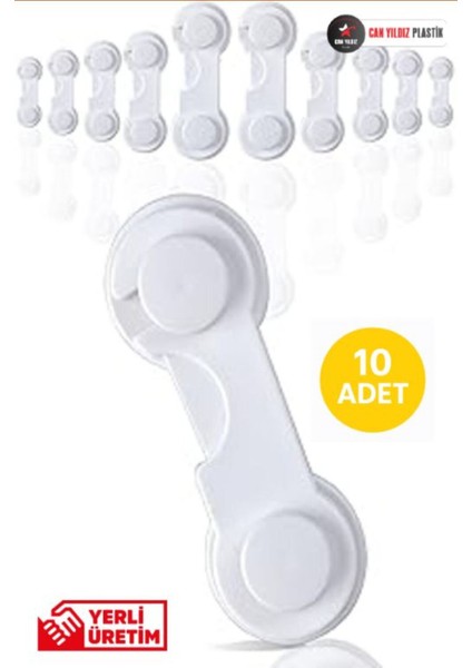 10 Adet Mandallı Dolap ve Çekmece Çok Amaçlı Çocuk Bebek Güvenlik Kilit Emniyet