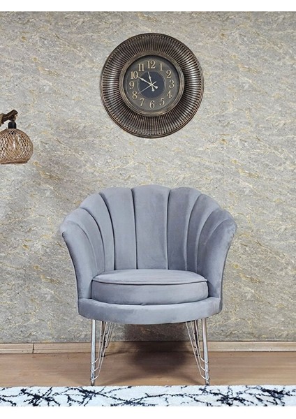 Tekli Istiridye Krom Kaplama Telli Ayak Çay Seti Koltuk Tekli Berjer , Balkon, Salon, Ofis Gri Renk 47 x 47 Boyut/ebat fiyatları