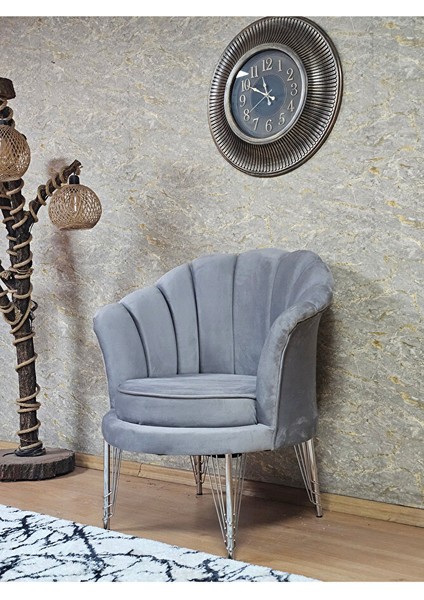 Tekli Istiridye Krom Kaplama Telli Ayak Çay Seti Koltuk Tekli Berjer , Balkon, Salon, Ofis Gri Renk 47 x 47 Boyut/ebat fırsatları