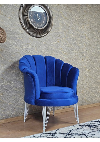 Tekli Istiridye Beyaz Boyalı Telli Ayak Çay Seti Koltuk Tekli Berjer , Balkon, Salon, Ofis Mavi Renk 47 x 47 Boyut/ebat modelleri