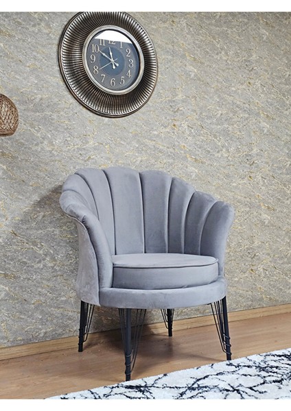 Tekli Istiridye Siyah Boyalı Telli Ayak Çay Seti Koltuk Tekli Berjer , Balkon, Salon, Ofis Gri Renk 47 x 47 Boyut/ebat modelleri
