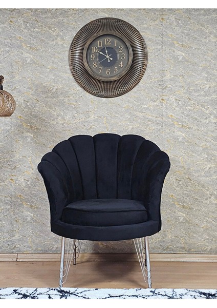 Tekli Istiridye Krom Kaplama Telli Ayak Çay Seti Koltuk Tekli Berjer , Balkon, Salon, Ofis Siyah Renk 47 x 47 Boyut/ebat fiyatları