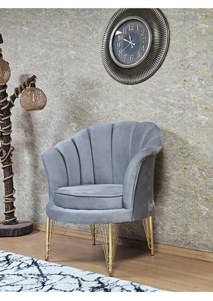 Tekli Istiridye Gold Kaplama Telli Ayak Çay Seti Koltuk Tekli Berjer , Balkon, Salon, Ofis Gri Renk 47 x 47 Boyut/ebat fırsatları