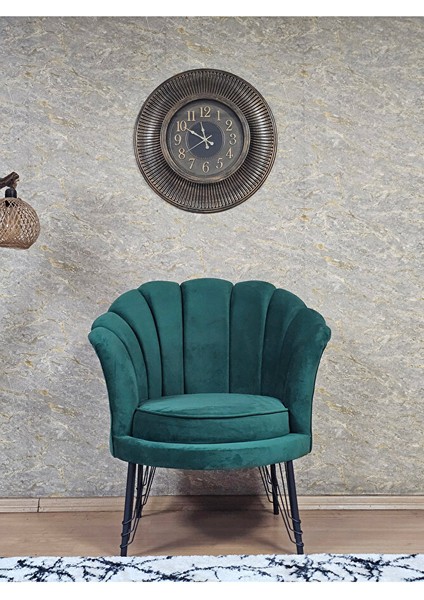 Tekli Istiridye Siyah Boyalı Telli Ayak Çay Seti Koltuk Tekli Berjer , Balkon, Salon, Ofis Yeşil Renk 47 x 47 Boyut/ebat fiyatları