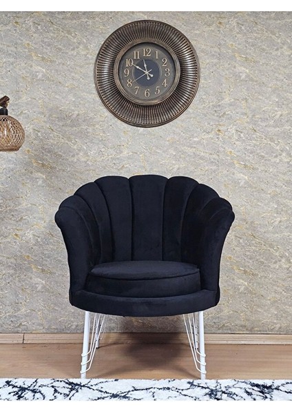 Tekli Istiridye Beyaz Boyalı Telli Ayak Çay Seti Koltuk Tekli Berjer , Balkon, Salon, Ofis Siyah Renk 47 x 47 Boyut/ebat fiyatları