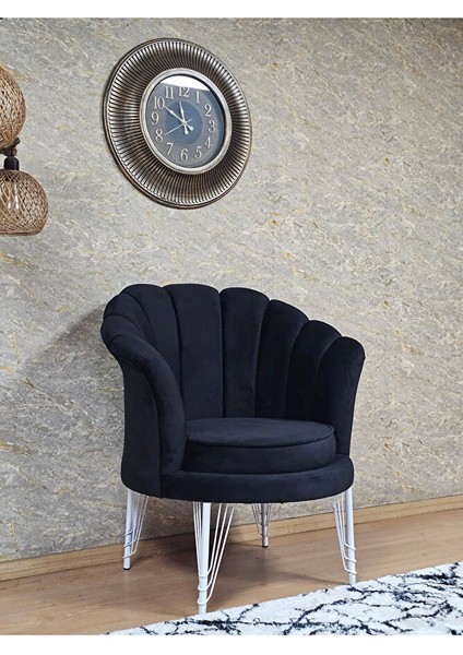 Tekli Istiridye Beyaz Boyalı Telli Ayak Çay Seti Koltuk Tekli Berjer , Balkon, Salon, Ofis Siyah Renk 47 x 47 Boyut/ebat modelleri