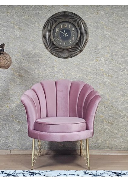 Tekli Istiridye Gold Kaplama Telli Ayak Çay Seti Koltuk Tekli Berjer , Balkon, Salon, Ofis Pembe Renk 47 x 47 Boyut/ebat fiyatları