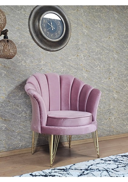 Tekli Istiridye Gold Kaplama Telli Ayak Çay Seti Koltuk Tekli Berjer , Balkon, Salon, Ofis Pembe Renk 47 x 47 Boyut/ebat modelleri