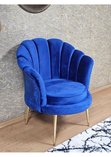 Tekli Istiridye Gold Kaplama Sivriltme Ayak Çay Seti Koltuk Tekli Berjer , Balkon, Salon, Ofis Mavi Renk 47 x 47 Boyut/ebat