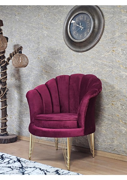 Tekli Istiridye Gold Kaplama Telli Ayak Çay Seti Koltuk Tekli Berjer , Balkon, Salon, Ofis Bordo Renk 47 x 47 Boyut/ebat fırsatları