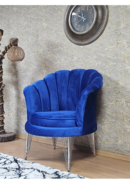 Tekli Istiridye Krom Kaplama Telli Ayak Çay Seti Koltuk Tekli Berjer , Balkon, Salon, Ofis Mavi Renk 47 x 47 Boyut/ebat fırsatları