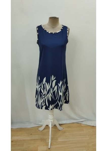 Kadın Askılı Yuvarlak Yakalı Yaprak Desenli Dalgıç Elbise indirimleri