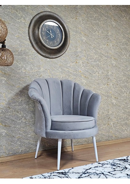 Tekli Istiridye Beyaz Boyalı Sivriltme Ayak Çay Seti Koltuk Tekli Berjer , Balkon, Salon, Ofis Gri Renk 47 x 47 Boyut/ebat modelleri