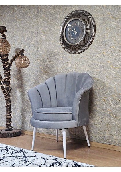 Tekli Istiridye Beyaz Boyalı Sivriltme Ayak Çay Seti Koltuk Tekli Berjer , Balkon, Salon, Ofis Gri Renk 47 x 47 Boyut/ebat fırsatları