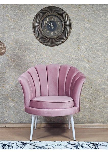 Tekli Istiridye Beyaz Boyalı Sivriltme Ayak Çay Seti Koltuk Tekli Berjer , Balkon, Salon, Ofis Pembe Renk 47 x 47 Boyut/ebat modelleri