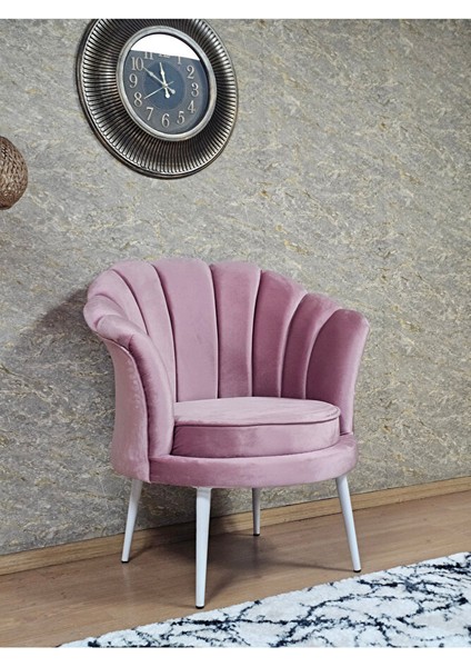 Tekli Istiridye Beyaz Boyalı Sivriltme Ayak Çay Seti Koltuk Tekli Berjer , Balkon, Salon, Ofis Pembe Renk 47 x 47 Boyut/ebat fırsatları