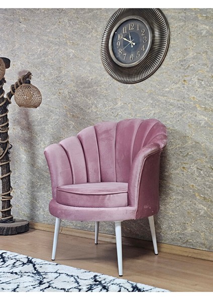 Tekli Istiridye Beyaz Boyalı Sivriltme Ayak Çay Seti Koltuk Tekli Berjer , Balkon, Salon, Ofis Pembe Renk 47 x 47 Boyut/ebat indirimleri