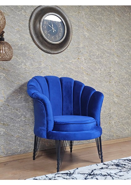 Tekli Istiridye Siyah Boyalı Telli Ayak Çay Seti Koltuk Tekli Berjer , Balkon, Salon, Ofis Mavi Renk 47 x 47 Boyut/ebat modelleri