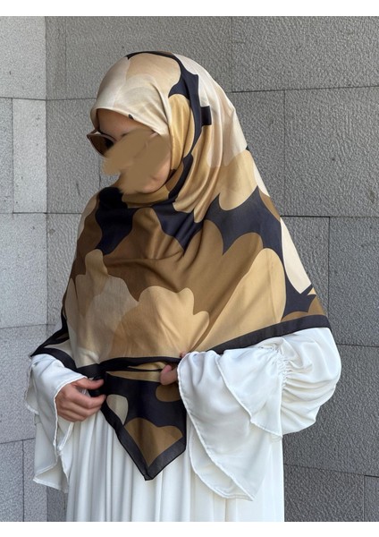 Pamuklu Vera Desen Eşarp-Siyah/gold fiyatları