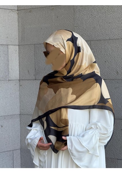 Pamuklu Vera Desen Eşarp-Siyah/gold fırsatları