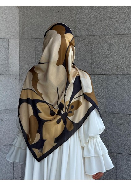 Pamuklu Vera Desen Eşarp-Siyah/gold indirimleri