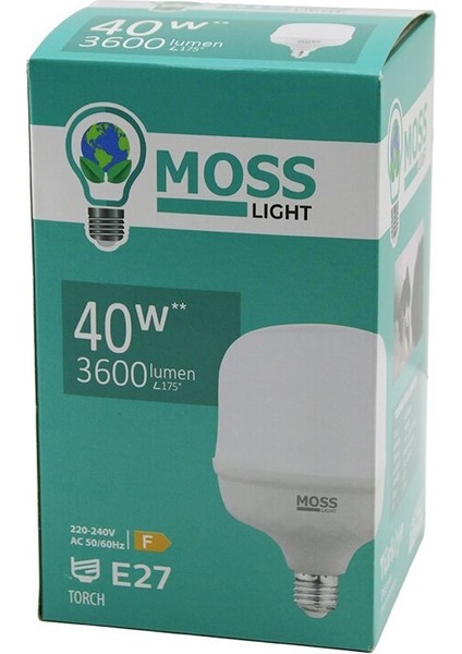 40W Torch LED Ampul Plastik E27 3600LUMEN L175° 5000 Saat Ömür IP20 185-265V Ac MS-3098 (3791)