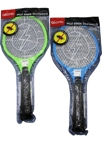 Asonic AS-A22 Pilli Raket Modeli Sinek Öldürücü Cız 2000V 3 Örgü Tasarım 21X50CM (3791)
