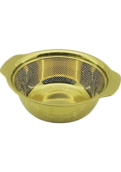 27CM Gold Paslanmaz Metal Sepet Süzgeç Kendinden Kulplu (3791)