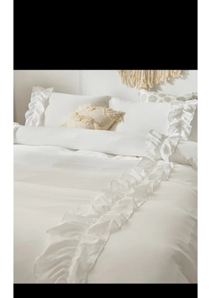 Çift Kişilik Firfirli Nevresim Takımı Beyaz modelleri