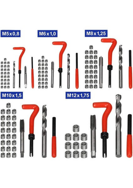 6394 Helicoil Seti Vida Diş Tamir Takımı 131 Parça (Plastik Kutu)