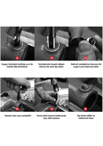 6394 Helicoil Seti Vida Diş Tamir Takımı 131 Parça (Plastik Kutu)
