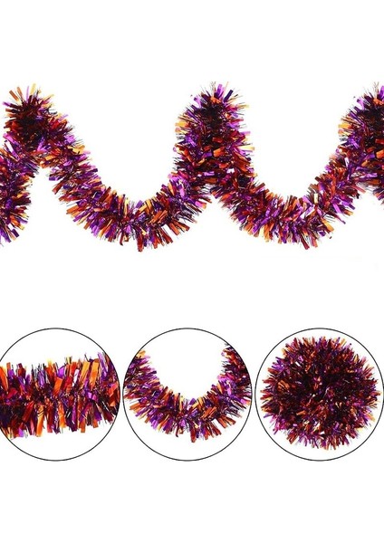 Mor Turuncu Renk 4 cm Genişlik Garland Çift Renk Sim Süs 180 cm (3791) modelleri