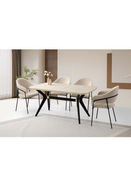 Mobilgen Sidon 4 Adet Evrim Sandalye 160+30 Anka Açılabilir Masa Takımı