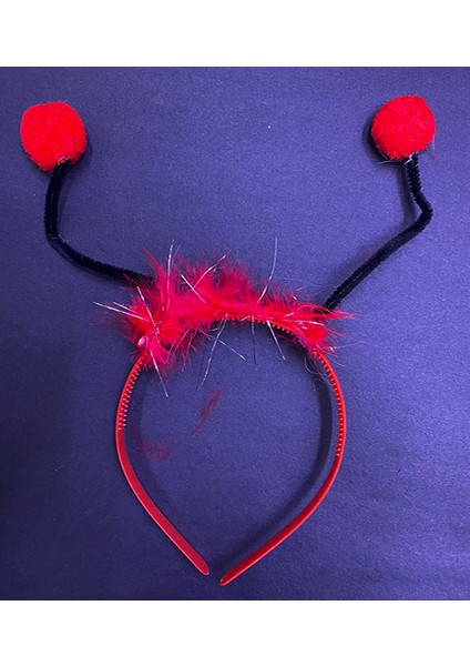 Kırmızı Ponponlu Gösteriler Için Plastik Uğur Böceği Tacı (3791)